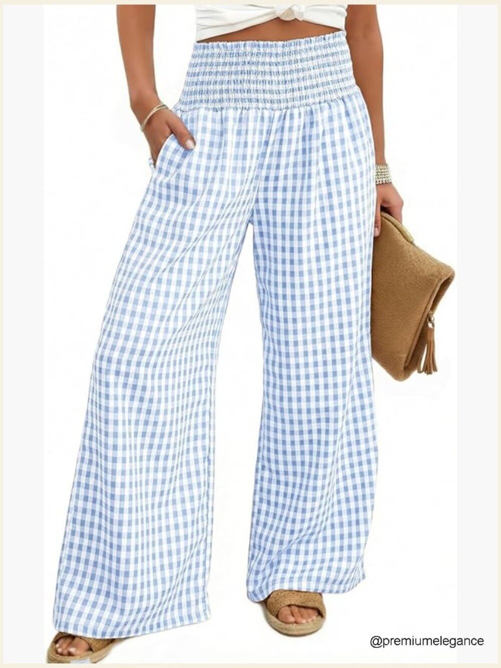 Womens Striped Gingham Pants Casual Cute Comfy Bottoms with Pockets Plaid